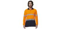 Mens Long Sleeve Hi Vis Taped Polo