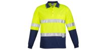Mens Hi Vis Spliced Polo - Long Sleeve Hoop Taped
