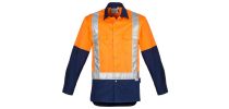 Mens Hi Vis Spliced Industrial Shirt - Shoulder Taped