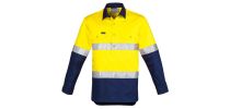 Mens Hi Vis Closed Front L/S Shirt - Hoop Taped