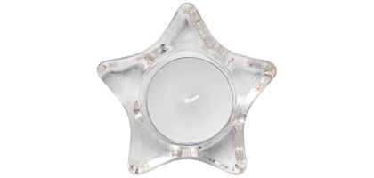 Star-shaped glass candle holder, including candle Nisha