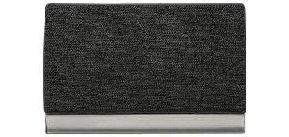 PU and stainless steel business card holder Matteo