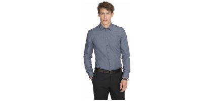 Barnet Men's - Long Sleeve Heather Poplin Shirt
