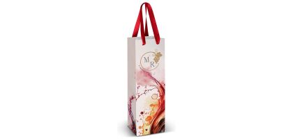 Wine Ribbon Handle Paper Bag - Full Colour