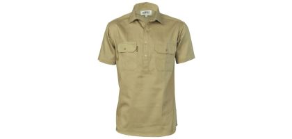 Cotton Drill Close Front Work Shirt - Short Sleeve