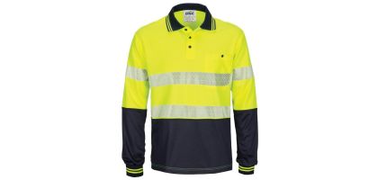HIVIS Segment Taped Mircomesh Polo - Long Sleeve