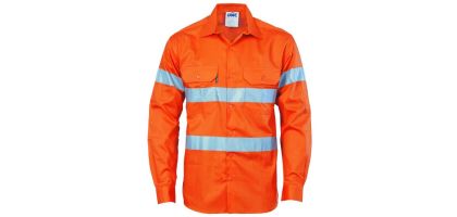 HiVis D/N Drill Shirt With CSR R/Tape - Long Sleeve