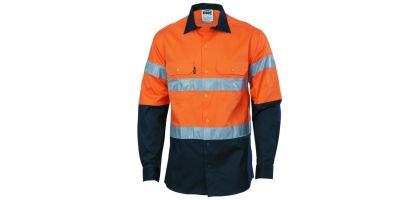HiVis D/N 2 Tone Drill Shirts with CSR R/Tape - Long Sleeve