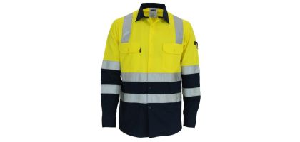HiVis 2Tone L/W Cotton Bio-motion & "X" Back Shirt With CSR R/Tape - Long Sleeve