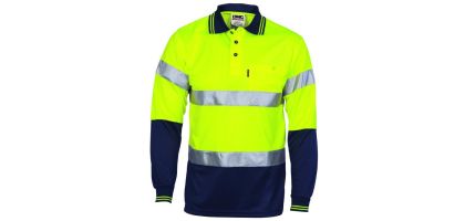 HiVis D/N Cool Breathe Polo Shirt With CSR R/Tape - Long Sleeve