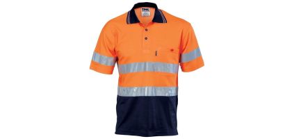 Hi Vis Two Tone Cotton Back Polos with Generic R.Tape - Short Sleeve