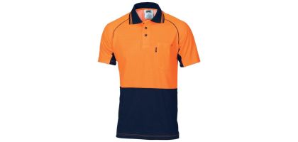 HiVis Cotton Backed Cool-Breeze Contrast Polo - Short Sleeve