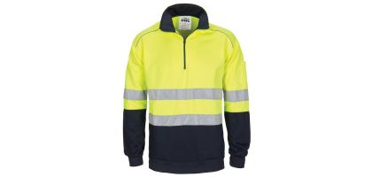 HiVis 1/2 Zip Fleecy with Hoop Pattern CSR Reflective Tape