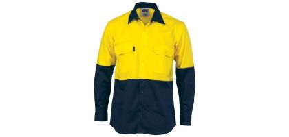 HiVis Cool-Breeze Vertical Vented Cotton Shirt - Long Sleeve
