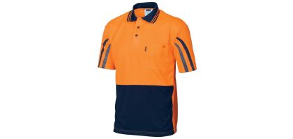 HiVis Cool-Breathe Printed Stripe Polo - Short Sleeve