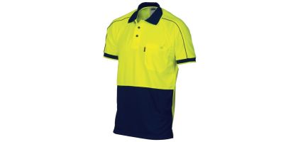 HiVis Cool-Breathe Double Piping Polo - Short Sleeve