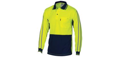HiVis Cool-Breathe Stripe Polo - Long Sleeve