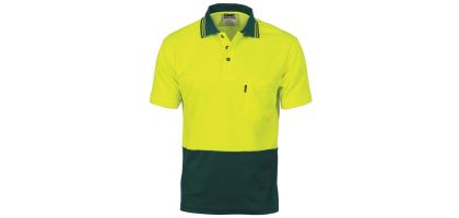 Cotton Back HiVis Two Tone Fluoro Polo - Short Sleeve