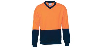 HiVis Two Tone Fleecy Sweat Shirt (Sloppy Joe) V-Neck