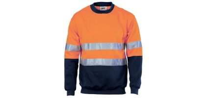 HiVis Two Tone Fleecy Sweat Shirt (Sloppy Joe) with CSR R/Tape Crew-Neck