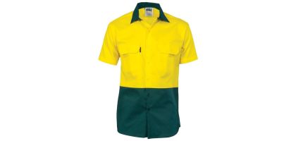 HiVis Two Tone Cotton Drill Shirt - Short Sleeve