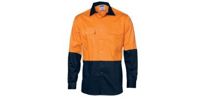 HiVis Two Tone Cotton Drill Shirt - Long Sleeve