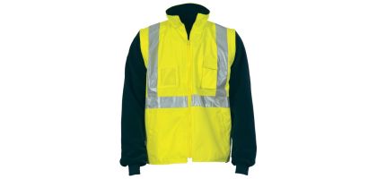 HiVis Cross Back D/N 4 in 1 Zip Off Sleeve Reversible Vest
