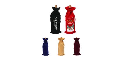 Drawstring Velvet Wine Bottle Bag