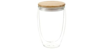 The Range Easton Glass cup with Bamboo lid 355ml