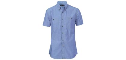 Cotton Chambray Shirt , Twin Pocket - Short Sleeve