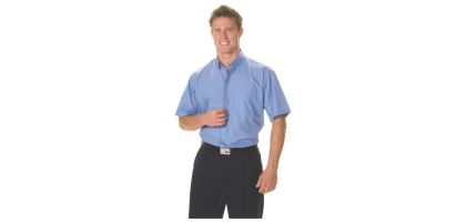 Polyester Cotton Chambray Business Shirt - Short Sleeve