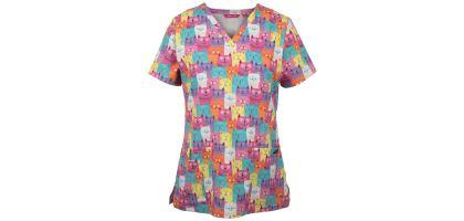 Ladies Scrub Top Printed