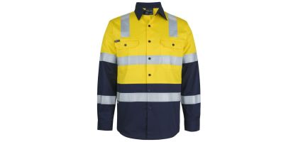JBs Hi Vis (D+N) Long Sleeve 150g Level 3 Work Shirt