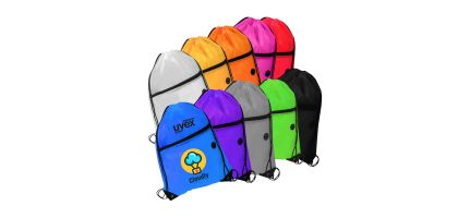 Polyester Drawstring Bag with Zippered Pocket
