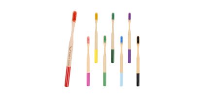 Large Round Handle Colorful Bamboo Toothbrush