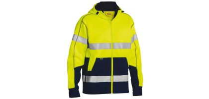 Taped Hi Vis Fleece Hoodie - Yellow/Navy