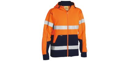 Taped Hi Vis Fleece Hoodie - Orange/Navy
