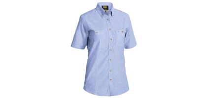 Womens Chambray Shirt Short Sleeve Shirt