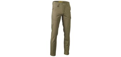 Stretch Cotton Drill Cargo Pants - Khaki