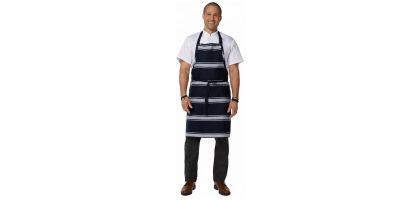 Navy Butcher Stripe Bib Apron