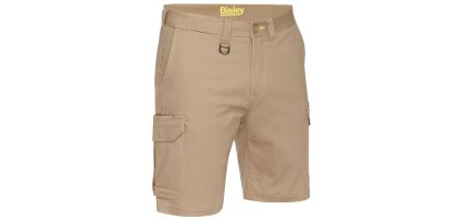 Stretch Cotton Drill Cargo Short - Khaki