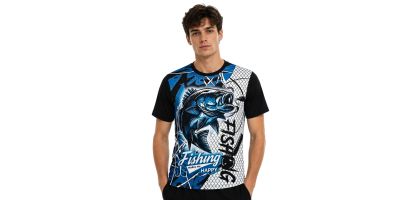 Men's Polyester Spandex Ultra Mesh Sublimated Sun Protection Fishing T-shirt