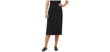 Crepe Stretch Midi Length A-Line Skirt