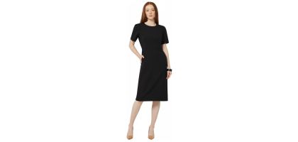 Wool Blend Twill Short Sleeve Dress