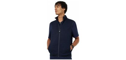Mens Textured Fleece Zip Front Vest