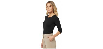 Matt Jersey Boat Neck 3/4 Sleeve Top