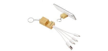 Phone Stand Bamboo Charging Cable Key Ring