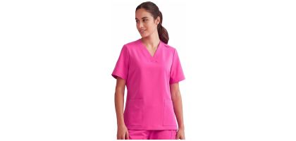 Womens Pink V-Neck Scrub Top