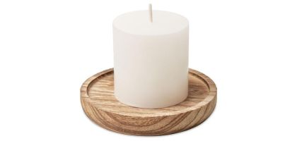 Candle On Wooden Plate