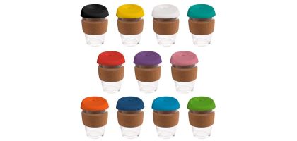12oz/340ml Glass Karma Kup Cork Band Silicon Lid
